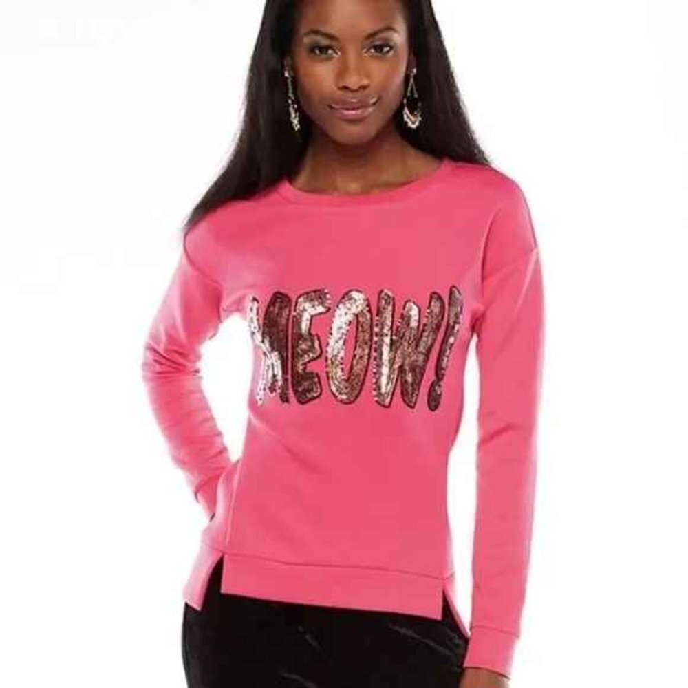 Juicy Couture sweatshirt Scuba Hot Pink Sequins Crewneck XS